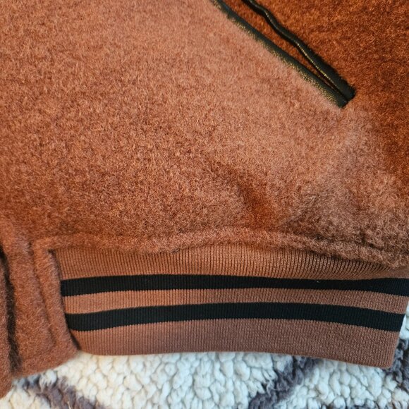 Forever 21 Varsity Striped Letterman Jacket Bomber Women's Size L - Picture 6 of 7